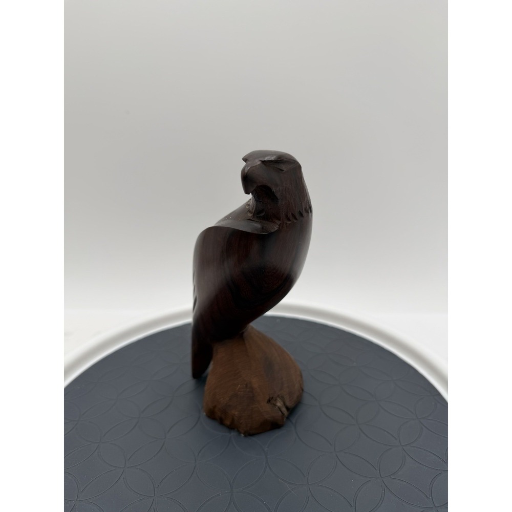 Vintage Hand Carved Ironwood Eagle Hawk Falcon Sculpture 6.5" MCM Wood